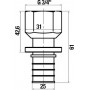 Переходник Stout SFA 0019 25xG 3/4, аксиальный, с накидной гайкой