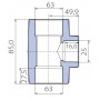 Тройник Ekoplastik 63x25x63 переходной